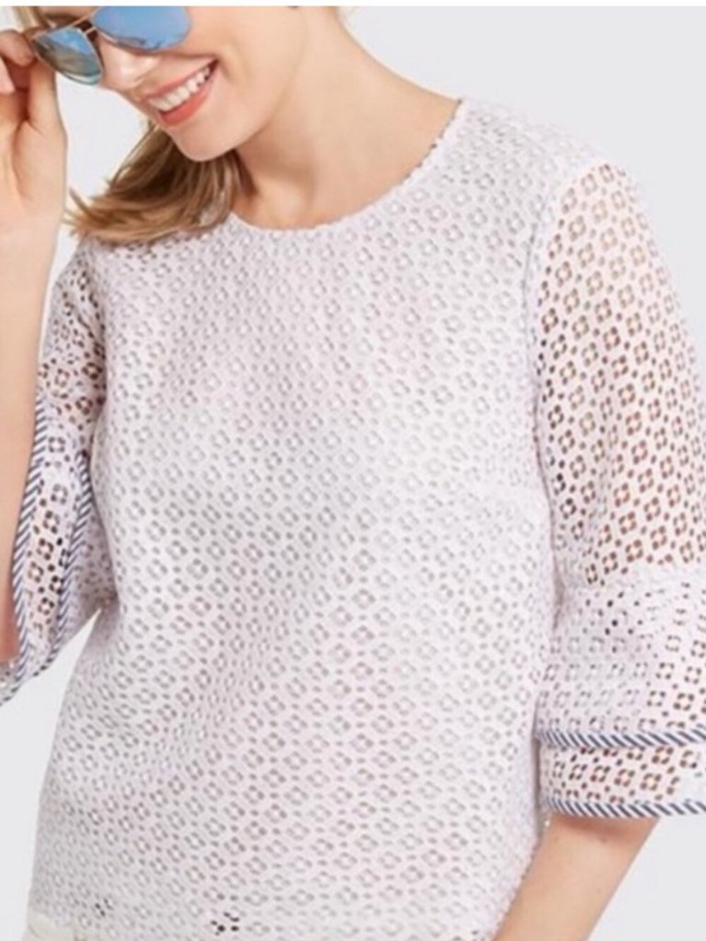 Draper James Lattice Bell Sleeve Top